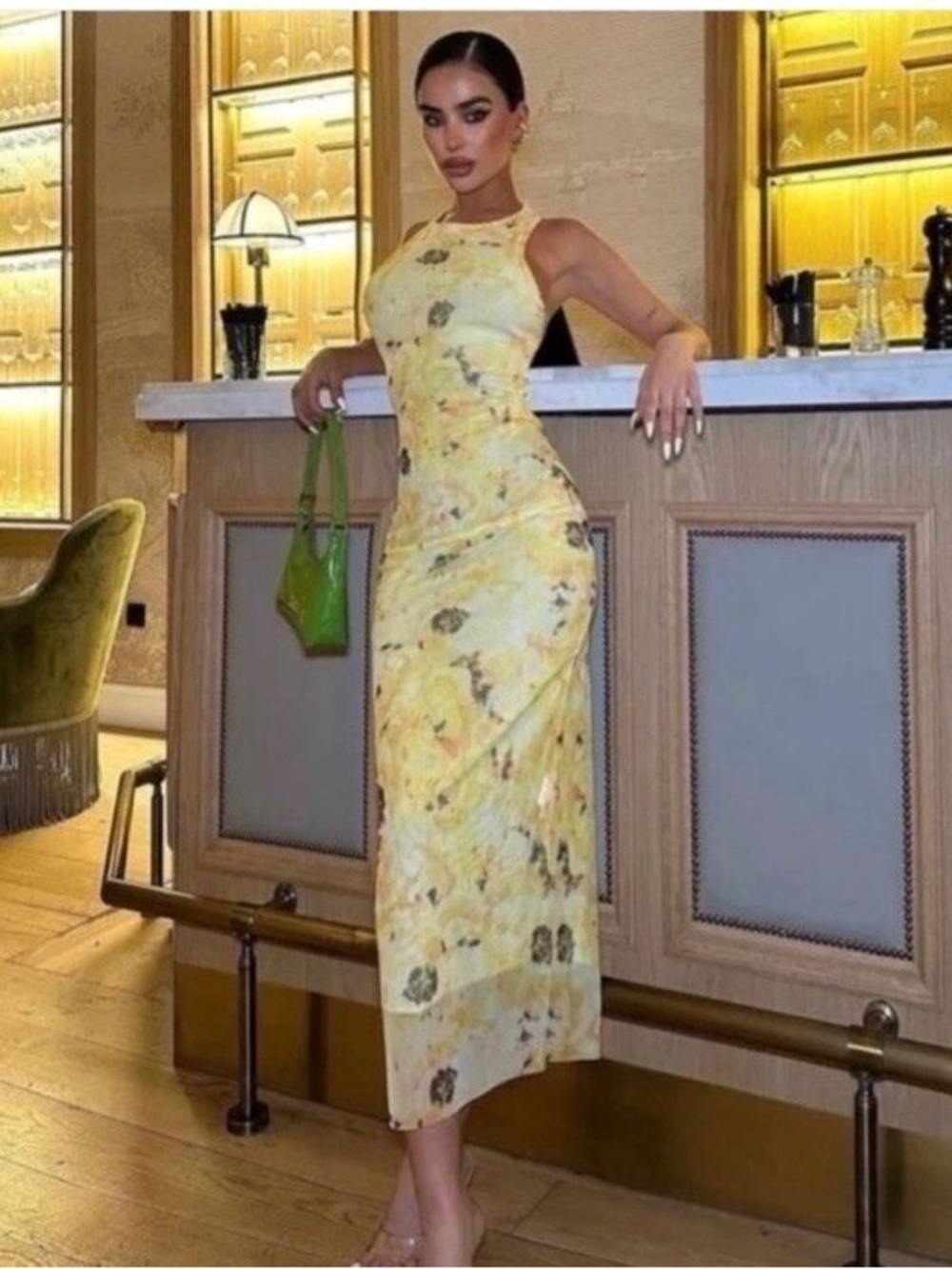 ZARA🌼Floral Sleeveless Midi Dress